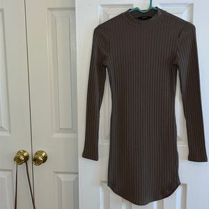 Taupe long sleeve sweater dress